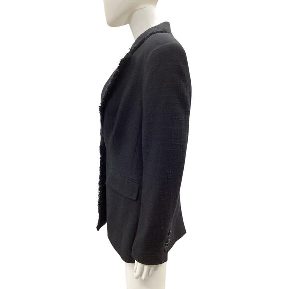 Karl Lagerfeld Paris Blazer Women’s Size 6 Cotton Blend Raw Hemline Black - Picture 3 of 5
